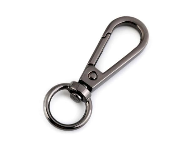 Metall Karabiner mit 12mm Fädelloch Nickel Schwarz